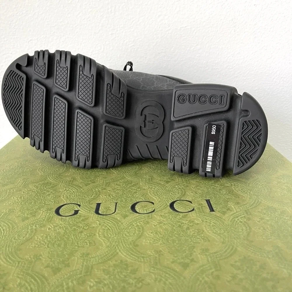 Gucci 674367 Men's Black Maxi‎ GG Supreme Lace-up Shoe, Gucci sz. 7.5